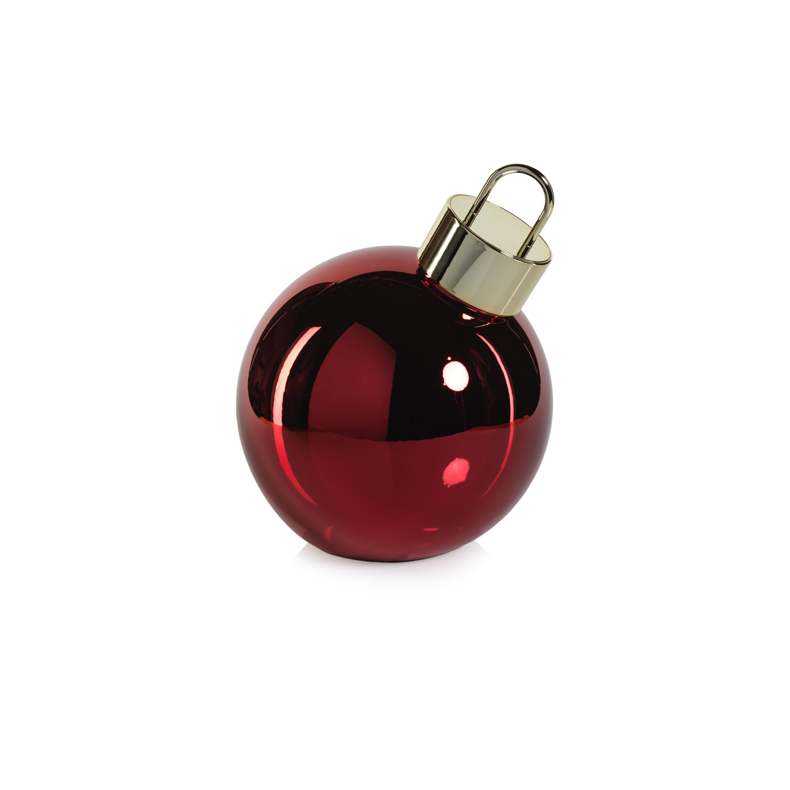 Lighted Glass Slanted Ball Christmas Ornament , 9.75" H x 9.75" W x 9.75" D, Red