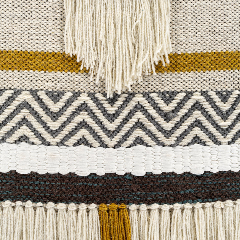 Ziemer Hand Woven Blended Fabric Wall Hanging, Charcoal/Beige