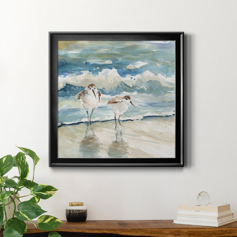 Oiseaux de plage - Toile encadrée de qualité supérieure - prête à être accrochée, H 30,5 po x l 30,5 po x P 1,5 po, Argent