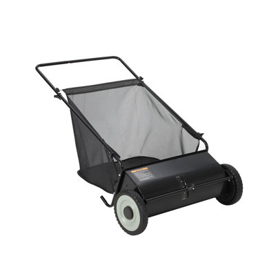 Balayeuse à gazon 26 po - Ramasse-feuilles en acier robuste avec hauteur réglable - Balayeuse manuelle pour le jardin, le jardin et le nettoyage de la pelouse - Noir
