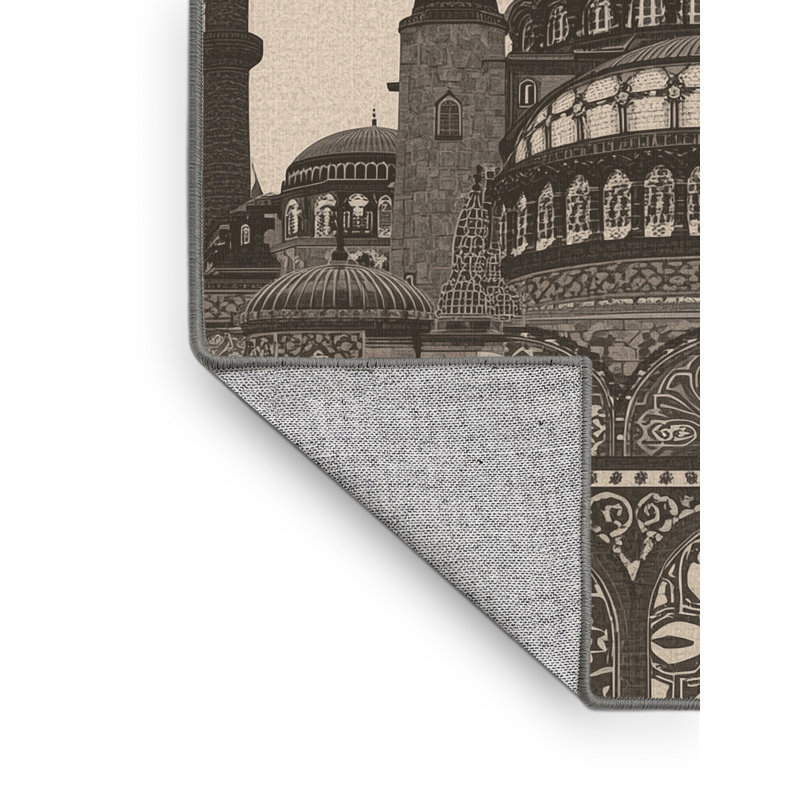 Machine Washable Orsolya Istanbul Hagia Sophia Global Inspired Oriental Rug in Gray – Gray Binding, 6x9