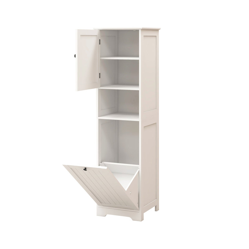 Armoire de trieur de linge inclinable à un compartiment et une porte - Blanc