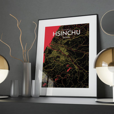 Hsinchu City Map In Contrast - No Frame Print