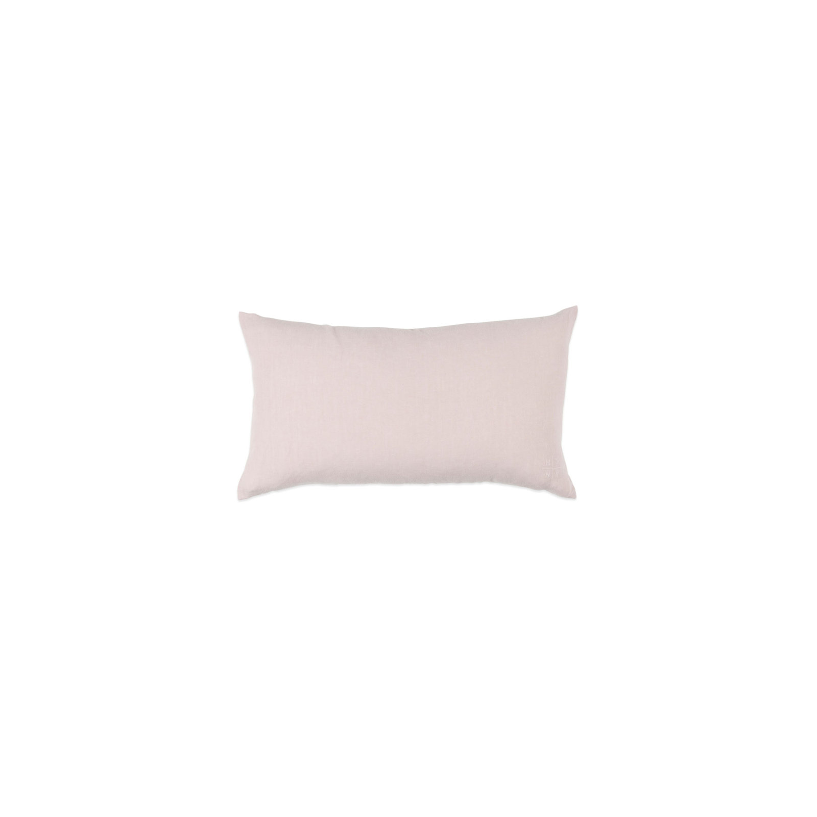 Simple Embroidered Linen Throw Pillow, Blush, Rectangle 12" H x 22" W