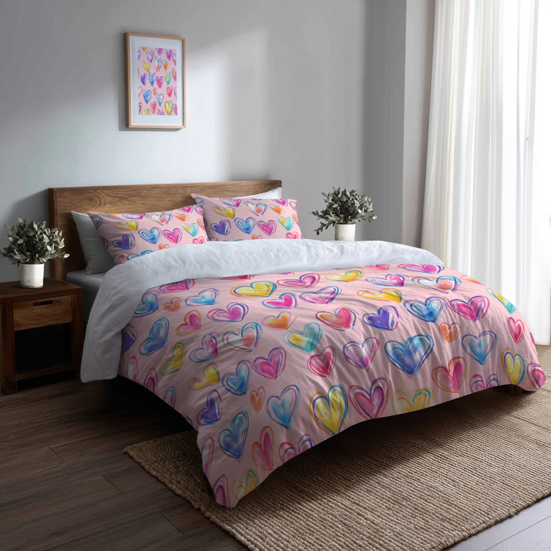 Ensemble de housse de couette et coussin décoratif Teens Love, Housse de couette simple et deux taies décorative