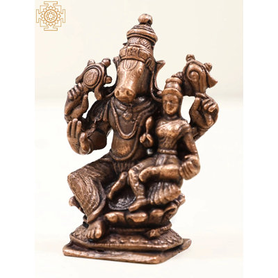 Petite figurine Varaha Avatara de Vishnu avec Devi Lakshmi