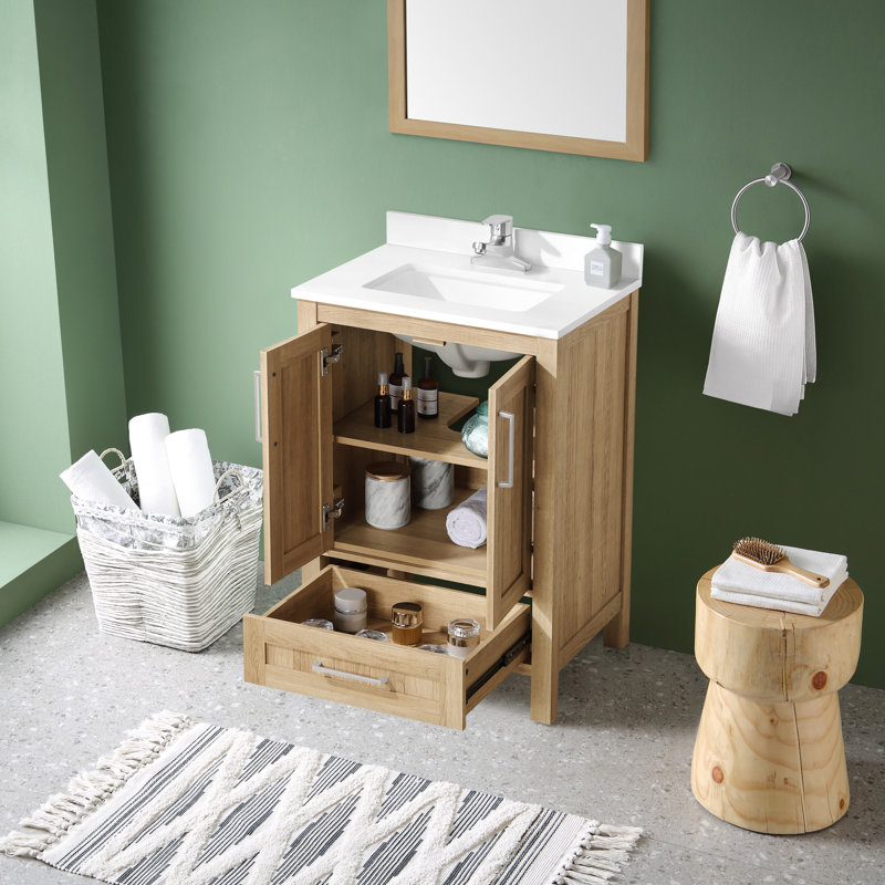 Ensemble de meuble-lavabo simple 24,02 po Shanarra, Chêne