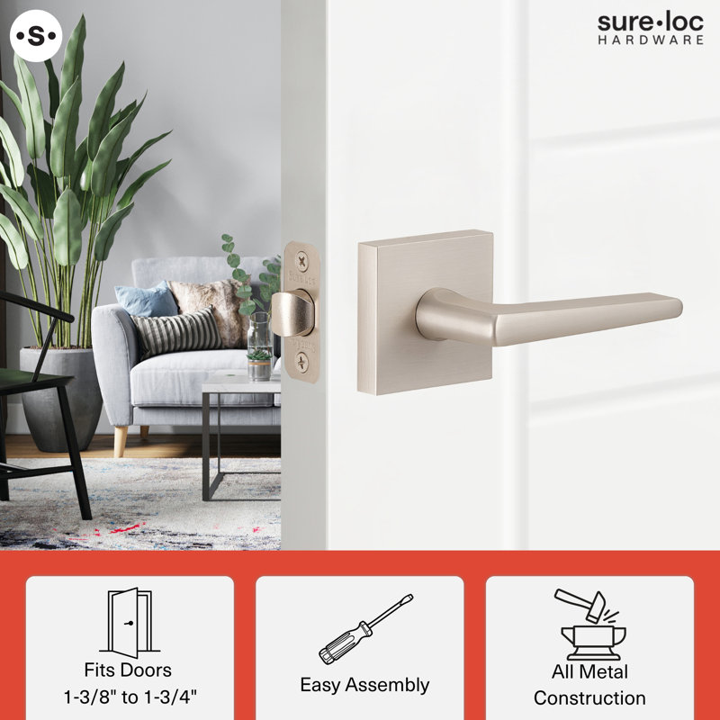 Basel Square Passage Lever, Satin Brass