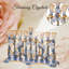 Ensemble de célébration Hanoukka - Menorah tulipe bleue et ivoire peinte à la main, 2 dreidels tournants, accents dorés, cristaux, cadeau et décoration par Matashi