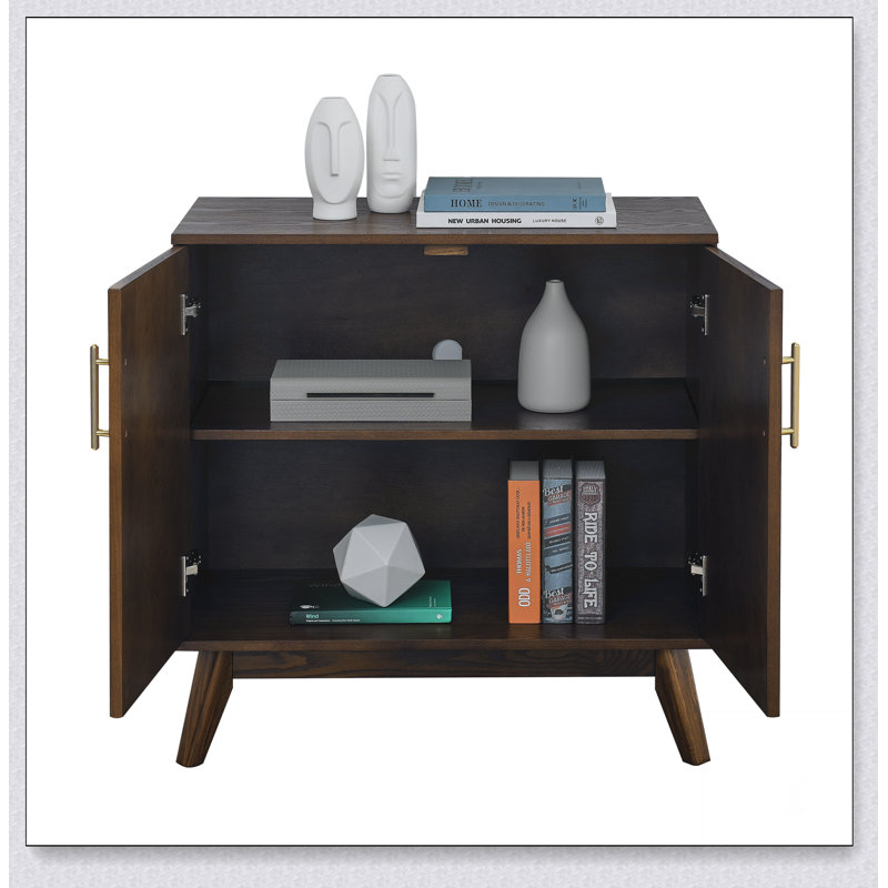 Mid Century Modern Fluted Sideboard Cabinet with Wood Legs