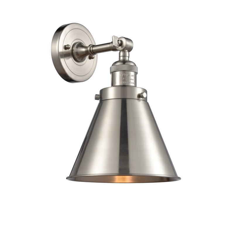 Applique murale à bras 1 lumière Estella, Nickel satiné brossé, Nickel satiné brossé, Ampoule DEL 6 watts Vinage