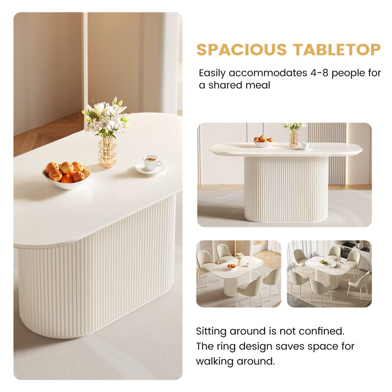 Oval Dining Table Set, 7-Piece ( 1 Table, 6 Chairs ), 29.64" H x 62.99" L x 33.46" W