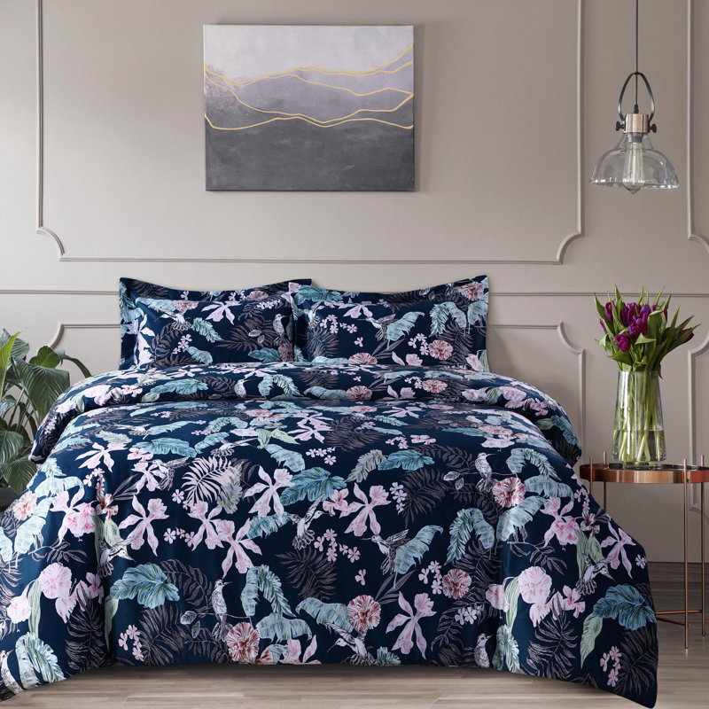 Pariza Multicolor Velvet Floral Twin Duvet Cover Set
