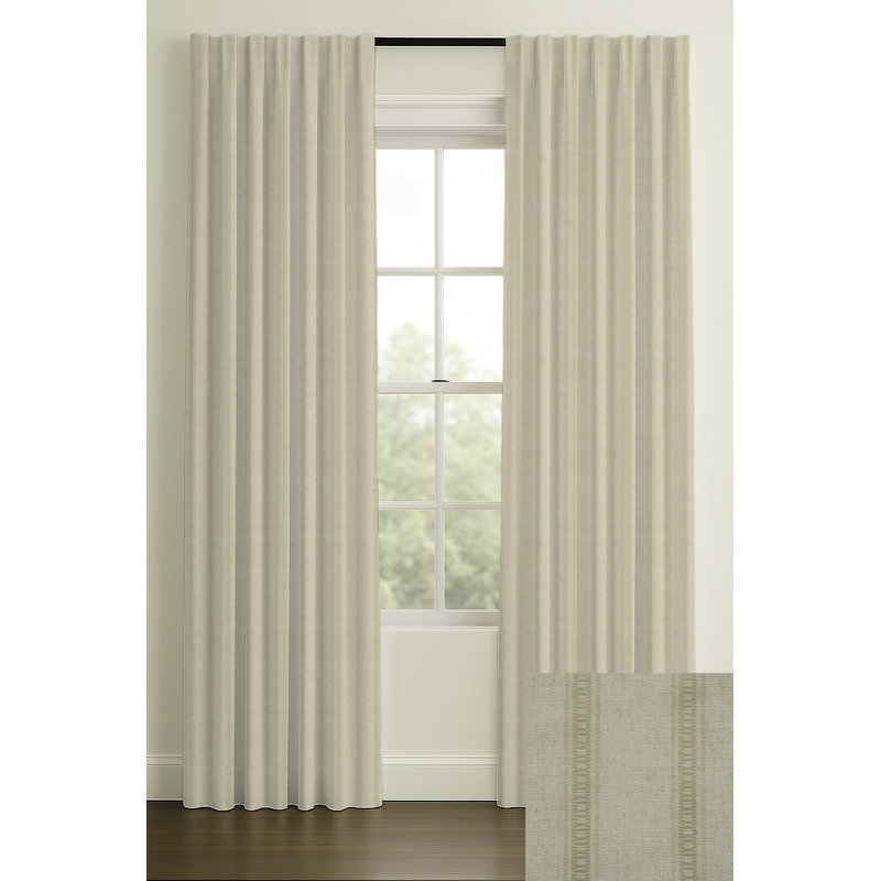 Rod Pocket/Back Tab Double Lining Modern Jacquard Stripe, Birch, 50" W x 132" L