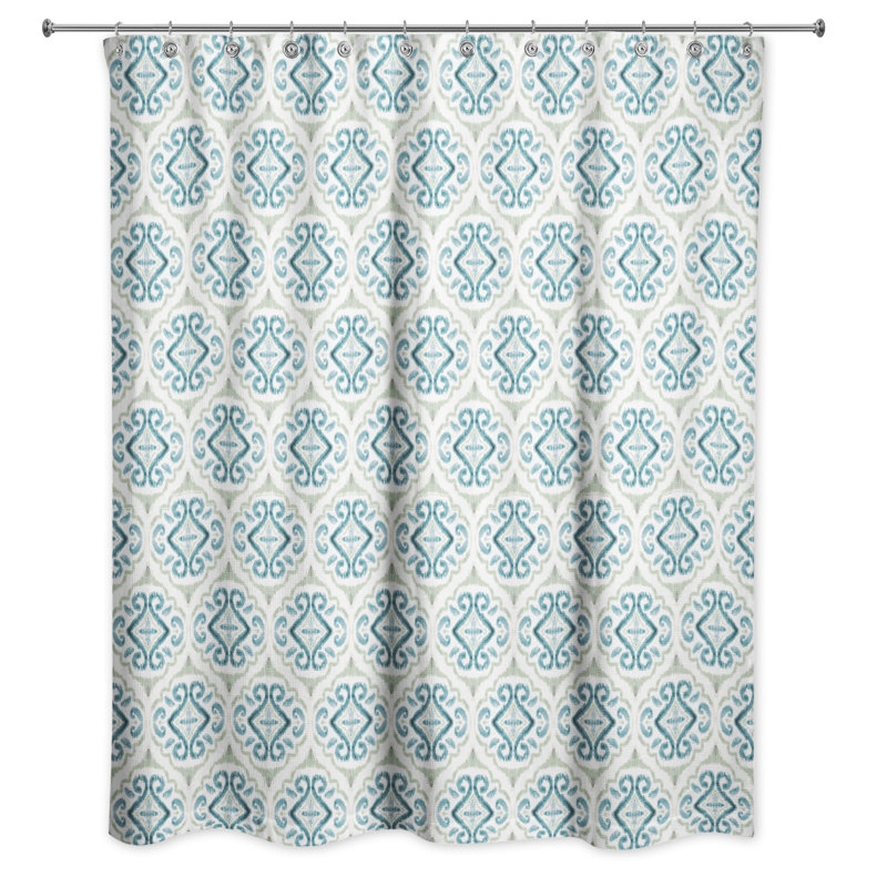 Langridge Geometric Single Shower Curtain, Teal Geometric 2