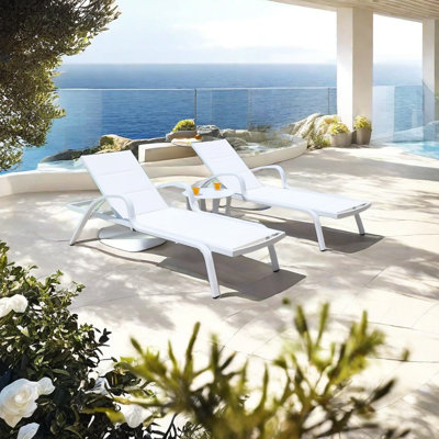 Adjustable Outdoor Lounge Chair Outdoor Chaise Lounge Set with Table