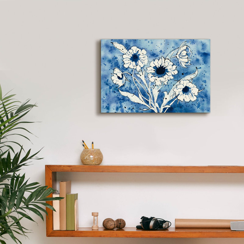 «Batik Flowers» par Shirley Novak, art mural sur toile, H 12 po x l 18 po x P 0,75 po