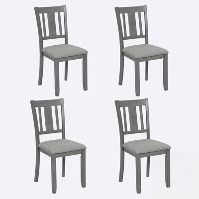 Ensemble de 4 chaises de salle à manger avec siège rembourré et dossier à lattes