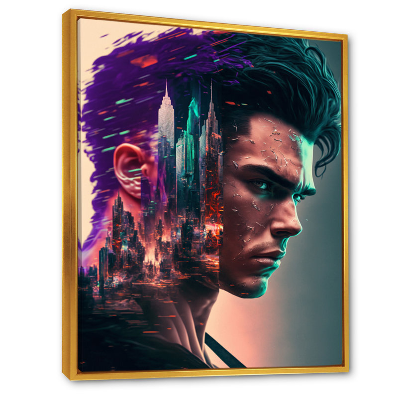 - Art mural moderne sur toile, H 20 po x l 12 po x P 1 po, Cadre flottant doré