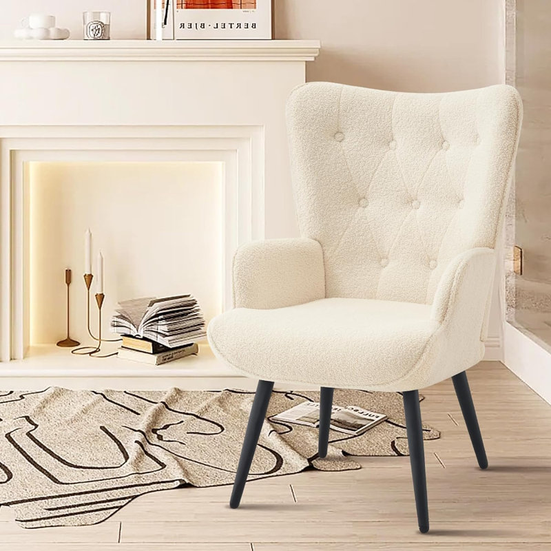 Fauteuil rembourré en fausse fourrure, Fausse fourrure blanche
