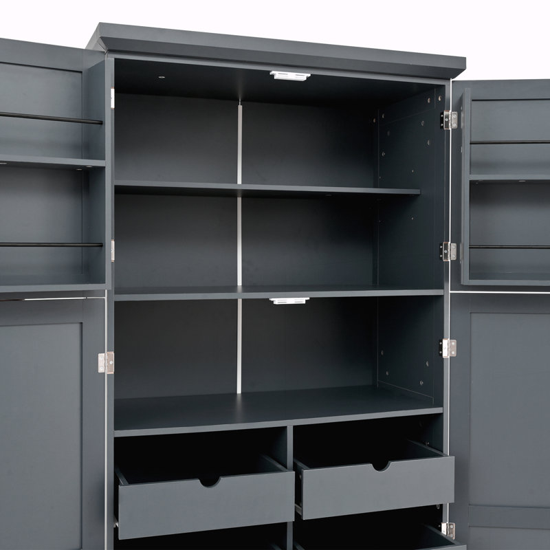 Armoire de rangement haute avec 4 portes, Gris