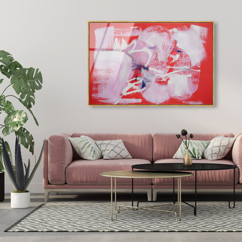 Passion Fruit Berry Blend Canvas Abstract Print by Oliver Gal, 17"H x 25"W, Gold Frame