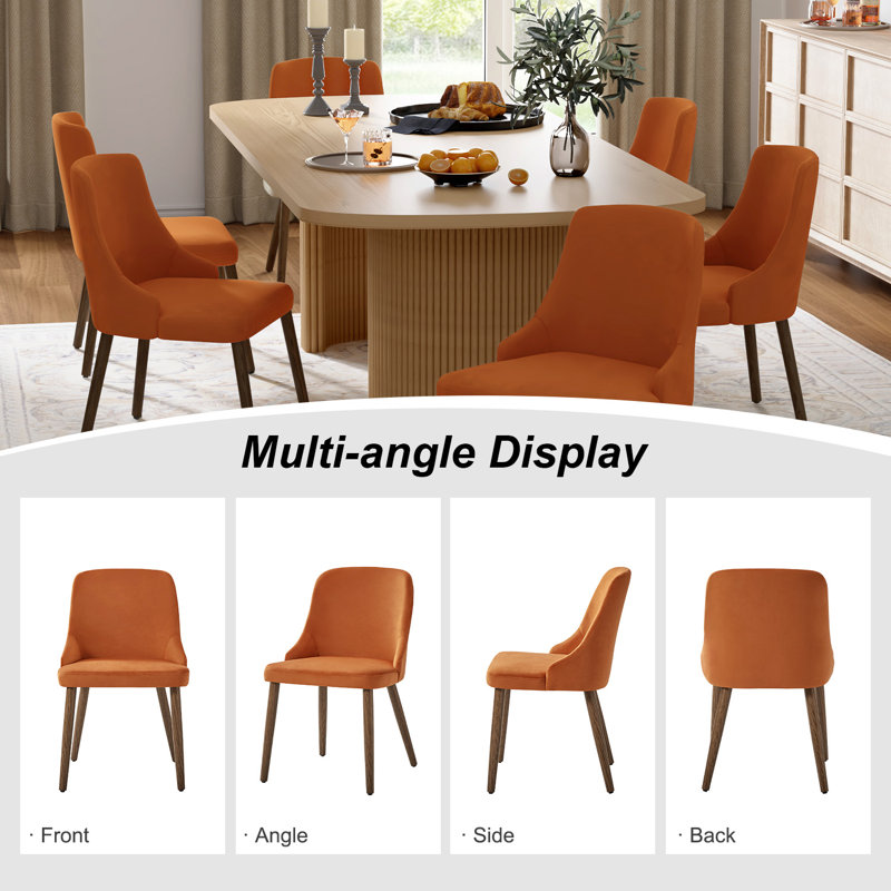 Kanalu 19.5"W Modern Upholstered Dining Chair Set with Effortless Assembly, Orange, 6