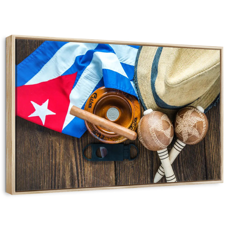 Thème du voyage cubain, Cadre flottant en bois naturel, 13 po x 9 po