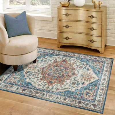 Tapis intérieur bleu et rouge Samira Tiefi
