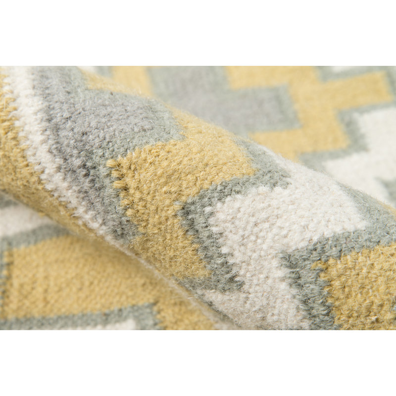 Thompson Wool Oriental Area Rug in Gold, Rectangle 9' x 12'