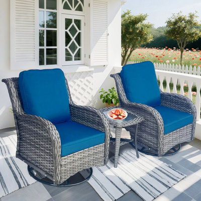 Ensemble de mobilier de patio en osier - Ensemble de conversation 3 pièces en rotin pour l'extérieur