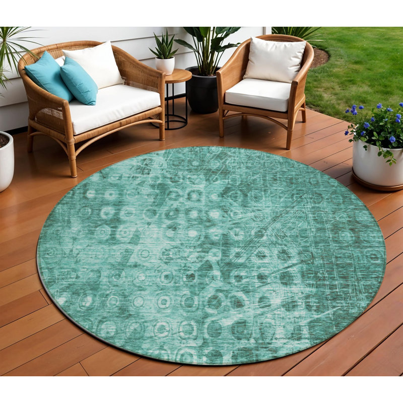 Tapis d'intérieur rond 8 po Ikat