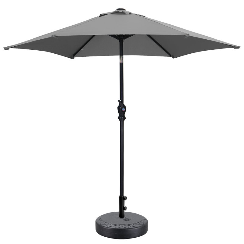 Parasol de patio 7,5 pi avec base, Gris