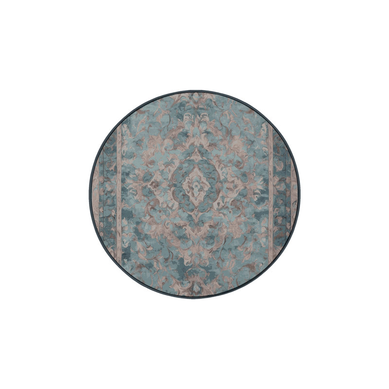 Machine Washable Gray Area Rug, Round 8'