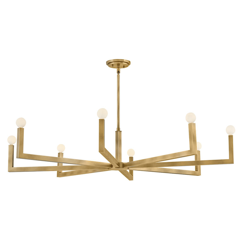 Ezra 8 - Light Steel Dimmable Chandelier, Heritage Brass