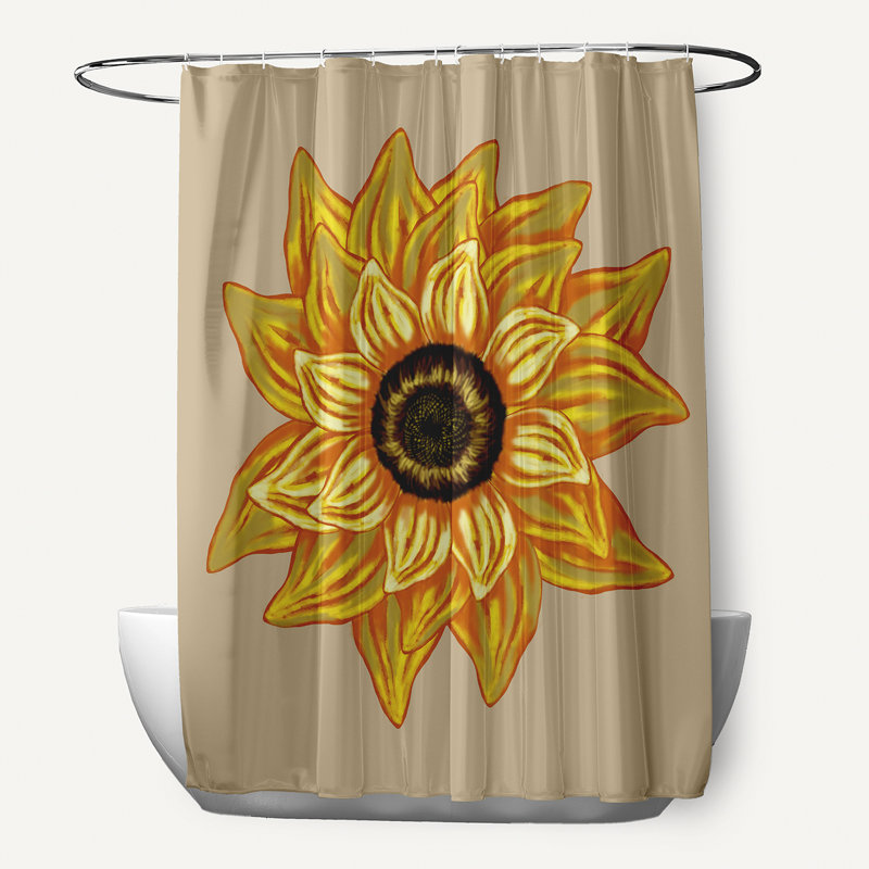 Rideau de douche simple à imprimé floral el girasol feliz Essonne, Beige / taupe