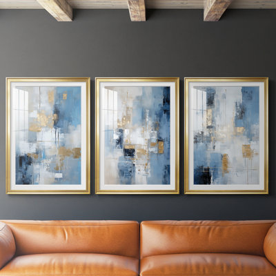ABSTRACT Series DXXXIV  -Custom Framed  Premium Print W Matt - 3 Pieces