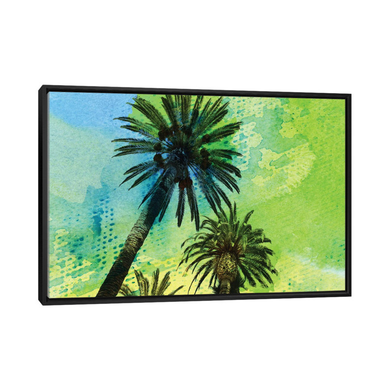 Deux palmiers par Irena Orlov - reproduction de photo sur toile tendue, H 18 po x l 26 po x P 1,5 po, Toile avec cadre noir