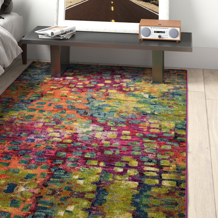 Corlenzo Abstract Orange/Pink/Blue/Yellow Area Rug