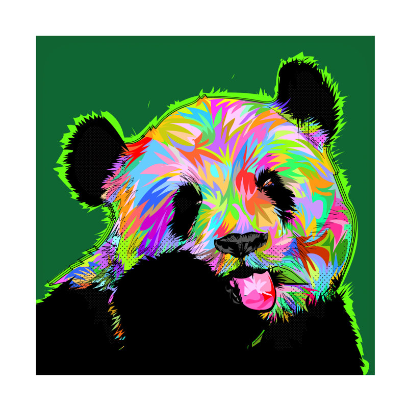 Art sur toile, panda bolognaise, H 14 po x l 14 po