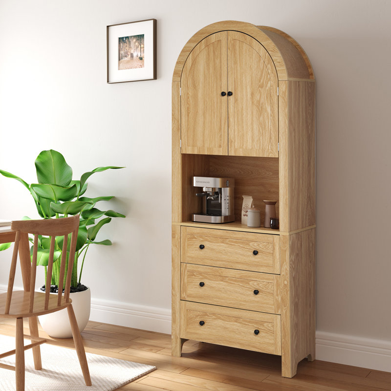 Armoire de rangement arquée Evana, Noir, Naturel
