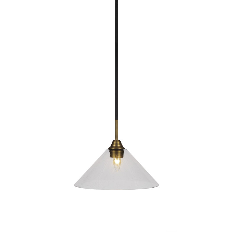 Luminaire suspendu en verre Paramount, Bulle transparente, H 10 po x l 12 po x P 12 po, Noir mat / laiton