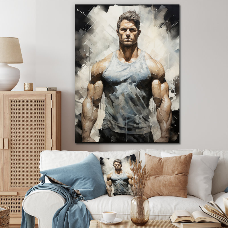 Tristyn - Musculation physique ciselée sur toile, H 44 po x l 34 po x P 1,5 po, Toile tendue