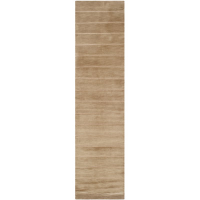 Tapis rayé tibétain en soie et laine noué à la main
