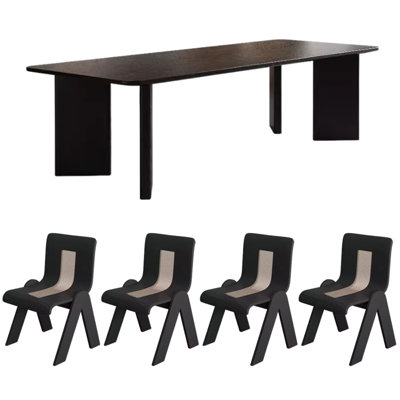 2 4 - Person Solid Wood Top Four Leg Dining Set