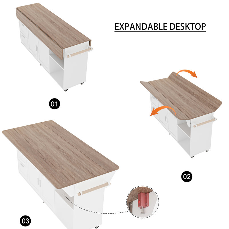 Rolling Expandable Bar Table Kitchen/ Bar Cart With Storage