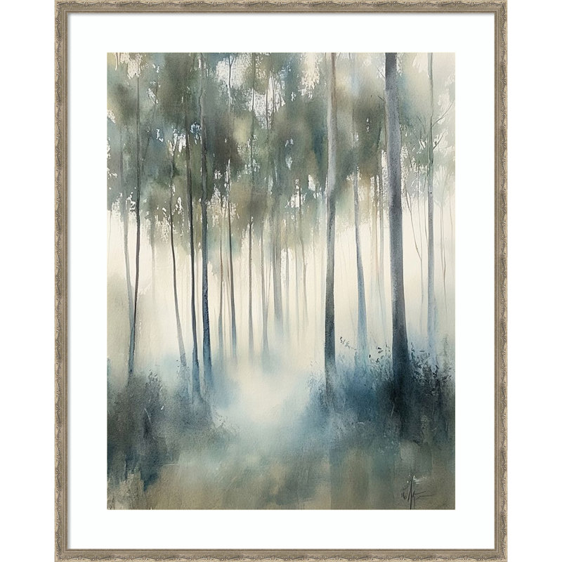 «Shimmery Trees» par Wilberforce, reproduction d'art encadrée sur bois, 42 x 34