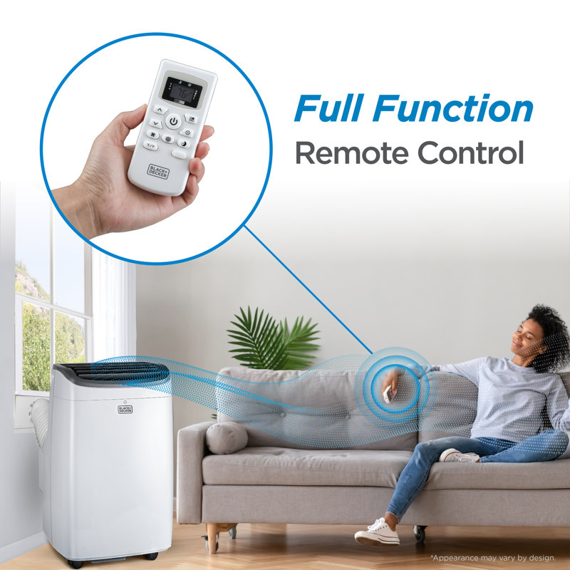 Climatiseur portatif 8 000 BTU de la série BPACT NOIR + DECKER jusqu'à 350 pieds carrés avec télécommande, blanc