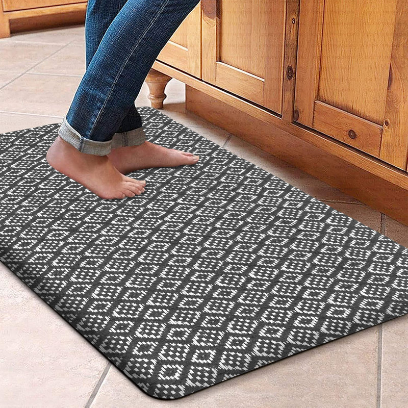 Tapis antidérapant en coton tissé à la main antidérapant pour cuisine / salle de bain / paillasson, Gris foncé
