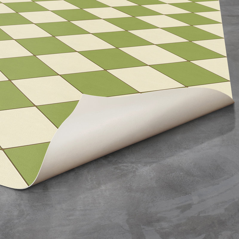 Hooppole Vinyl Checkered Indoor Rug, Rectangle 4' x 6'